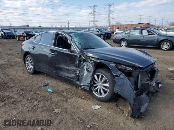 2014 Infiniti Q50 Sport with VIN JN1BV7AR4EM690998, listed as a Copart auction lot 52882475 with 101,479 mi miles and Salvage Title. Bid and sale history available at DreamBid. Image 4.