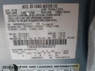 2008 Ford Taurus X SEL with VIN 1FMDK02W58GA33572, listed as a IAAI auction lot 41386299 with 174,484 mi miles. Bid and sale history available at carsss.com. Image 9.