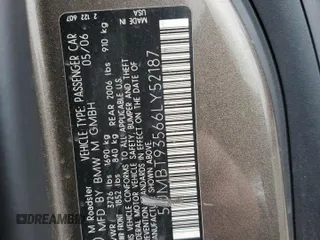 2006 BMW Z4 M z VIN 5UMBT93566LY52187, wystawiony jako Copart lot #54990615 z przebiegiem 88 810 mil mil oraz Szkody całkowita. Historia ofert i sprzedaży dostępna na DreamBid. Obrazek 12.