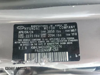 2024 Hyundai Elantra SEL with VIN KMHLM4DG9RU780274, listed as a Copart auction lot 62518085 with 33,363 mi miles and Non repairable. Bid and sale history available at DreamBid. Image 12.