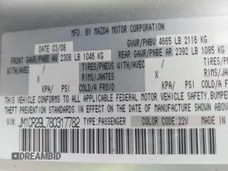 2008 Mazda 5 Sport with VIN JM1CR29L780317782, listed as a IAAI auction lot 41904586 with 85,394 mi miles. Bid and sale history available at carsss.com. Image 9.