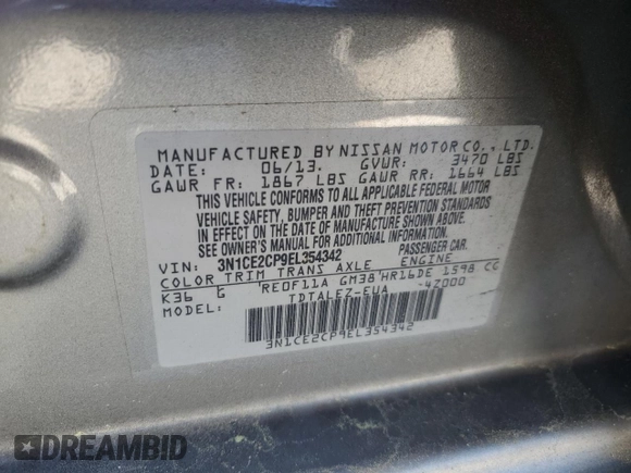 2014 Nissan Note SV with VIN 3N1CE2CP9EL354342, listed as a Copart auction lot 52324215 with 116,630 mi miles and Salvage Title. Bid and sale history available at DreamBid. Image 12.