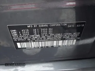 2018 Subaru Legacy z VIN 4S3BNAB69J3037579, wystawiony jako IAAI lot #41152457 z przebiegiem 59 593 mil mil oraz . Historia ofert i sprzedaży dostępna na DreamBid. Obrazek 9.