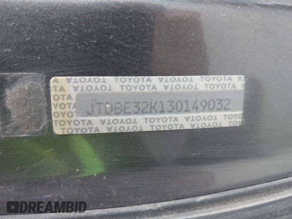 2003 Toyota Camry LE with VIN JTDBE32K130149032, listed as a IAAI auction lot 42063174 with 241,424 mi miles and . Bid and sale history available at DreamBid. Image 9.