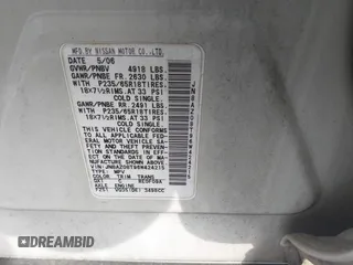 2006 Nissan Murano S z VIN JN8AZ08T96W424215, wystawiony jako IAAI lot #42126408 z przebiegiem 224 188 mil mil oraz . Historia ofert i sprzedaży dostępna na DreamBid. Obrazek 9.
