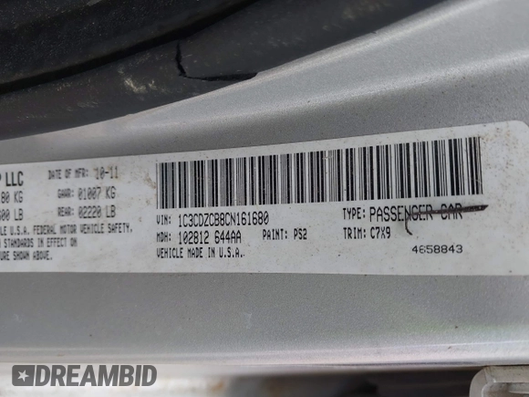 2012 Dodge Avenger SXT with VIN 1C3CDZCB8CN161680, listed as a IAAI auction lot 40581080 with Not Provided miles and . Bid and sale history available at DreamBid. Image 9.