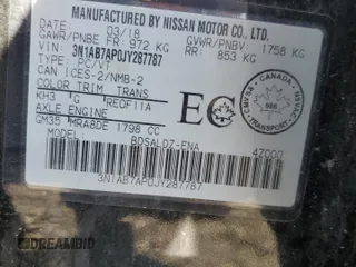 2018 Nissan Sentra SR z VIN 3N1AB7AP0JY287787, wystawiony jako Copart lot #58650845 z przebiegiem 256 639 mil mil oraz Szkoda całkowita • Salvage title. Historia ofert i sprzedaży dostępna na DreamBid. Obrazek 13.