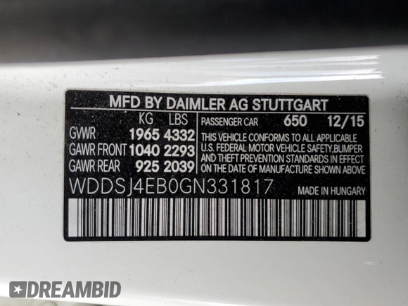 2016 Mercedes-Benz CLA 250 z VIN WDDSJ4EB0GN331817, wystawiony jako Copart lot #87554195 z przebiegiem 98 161 mil mil oraz Szkoda całkowita • Salvage title. Historia ofert i sprzedaży dostępna na DreamBid. Obrazek 12.