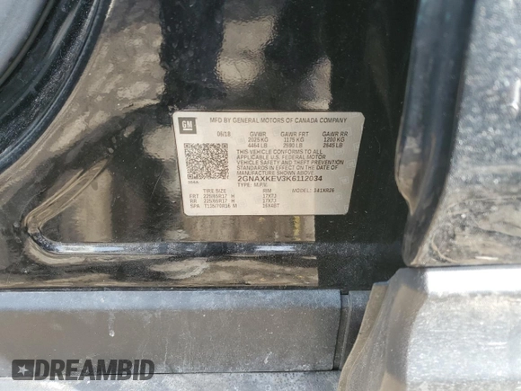 2019 Chevrolet Equinox LT with VIN 2GNAXKEV3K6112034, listed as a Copart auction lot 44123135 with 105,166 mi miles and Salvage Title. Bid and sale history available at DreamBid. Image 13.