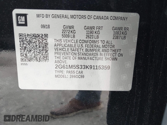 2019 Cadillac XTS Luxury with VIN 2G61M5S33K9115359, listed as a IAAI auction lot 42612026 with 246,165 mi miles and . Bid and sale history available at DreamBid. Image 9.