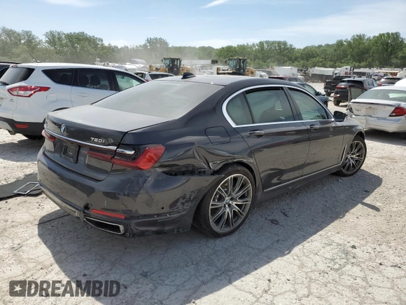 2020 BMW 7 Series 750i xDrive with VIN WBA7U2C03LGM27370, listed as a Copart auction lot 56576775 with Not provided miles and Salvage title. Bid and sale history available at DreamBid. Image 3.