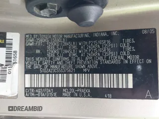 2005 Toyota Sienna CE with VIN 5TDZA23C55S375621, listed as a IAAI auction lot 41921415 with 257,259 mi miles. Bid and sale history available at carsss.com. Image 9.