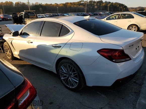 2021 Genesis G70 2.0T with VIN KMTG34LA0MU070275, listed as a Copart auction lot 74700153 with 42,441 mi miles. Bid and sale history available at carsss.com. Image 2.
