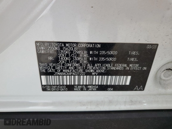 2023 Toyota bZ4X XLE z VIN JTMABACA4PA021222, wystawiony jako Copart lot #50700705 z przebiegiem 14 750 mil mil oraz Szkoda całkowita • Salvage title. Historia ofert i sprzedaży dostępna na DreamBid. Obrazek 13.
