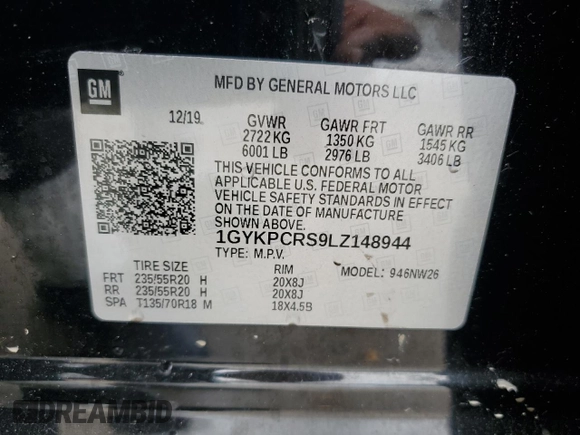 2020 Cadillac XT6 FWD Premium Luxury with VIN 1GYKPCRS9LZ148944, listed as a Copart auction lot 54406745 with 64,086 mi miles and Salvage title. Bid and sale history available at DreamBid. Image 13.
