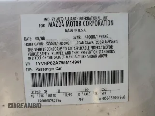 2009 Mazda 6 i Touring with VIN 1YVHP82A795M14941, listed as a Copart auction lot 86374814 with 205,336 mi miles and Salvage Title. Bid and sale history available at carsss.com. Image 12.