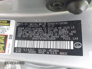2022 Lexus ES 350 с VIN 58ADZ1B1XNU125658, выставлен на аукционе IAAI как лот 42380035 с пробегом 48 518 миль миль и . История ставок и продаж доступна на DreamBid. Изображение 9.