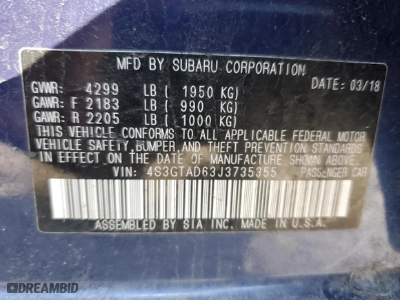 2018 Subaru Impreza Premium with VIN 4S3GTAD63J3735355, listed as a Copart auction lot 44506725 with 78,821 mi miles and Salvage Title. Bid and sale history available at carsss.com. Image 12.