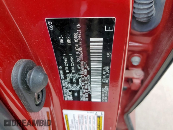 2021 Lexus NX 300 with VIN JTJDARBZ3M5032056, listed as a Copart auction lot 56967115 with 13,155 mi miles and Salvage title. Bid and sale history available at DreamBid. Image 13.