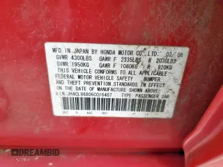 2006 Acura TSX with VIN JH4CL96806C016467, listed as a Copart auction lot 57245025 with 166,917 mi miles and Salvage title. Bid and sale history available at DreamBid. Image 12.