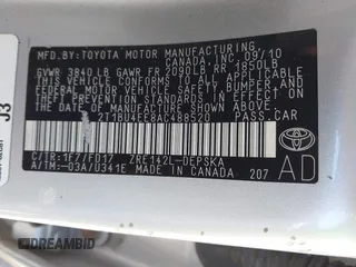 2010 Toyota Corolla with VIN 2T1BU4EE8AC488520, listed as a IAAI auction lot 42008146 with 182,354 mi miles and . Bid and sale history available at carsss.com. Image 9.