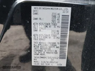 2015 Infiniti QX60 with VIN 5N1AL0MN0FC502012, listed as a IAAI auction lot 41704866 with 38,181 mi miles. Bid and sale history available at carsss.com. Image 9.