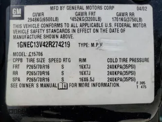2002 Chevrolet Tahoe LS with VIN 1GNEC13V42R274219, listed as a Copart auction lot 47447855 with 339,296 mi miles and Salvage Title. Bid and sale history available at carsss.com. Image 13.