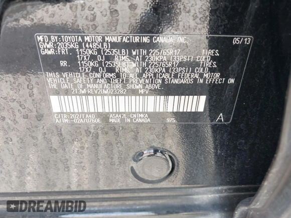 2013 Toyota RAV4 XLE с VIN 2T3WFREV2DW023282, выставлен на аукционе IAAI как лот 42635897 с пробегом Не указан миль и . История ставок и продаж доступна на DreamBid. Изображение 9.