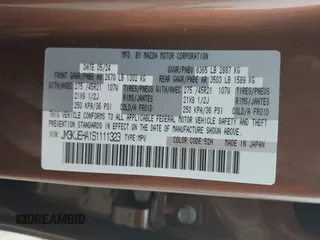2025 Mazda CX-70 Premium Plus with VIN JM3KJEHA1S1111323, listed as a IAAI auction lot 42109316 with 561 mi miles and . Bid and sale history available at DreamBid. Image 9.