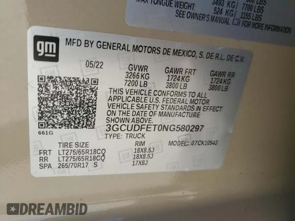 2022 Chevrolet Silverado 1500 LT Trail Boss with VIN 3GCUDFET0NG580297, listed as a Copart auction lot 80829184 with 64,717 mi miles and Salvage Title. Bid and sale history available at DreamBid. Image 13.