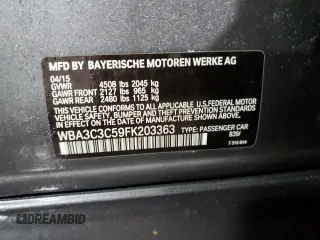 2015 BMW 3 Series 320i xDrive with VIN WBA3C3C59FK203363, listed as a Copart auction lot 43968095 with 99,468 mi miles and Salvage Title. Bid and sale history available at carsss.com. Image 13.