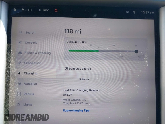 2018 Tesla Model S 75D with VIN 5YJSA1E20JF282889, listed as a IAAI auction lot 41823505 with 110,049 mi miles and . Bid and sale history available at DreamBid. Image 17.