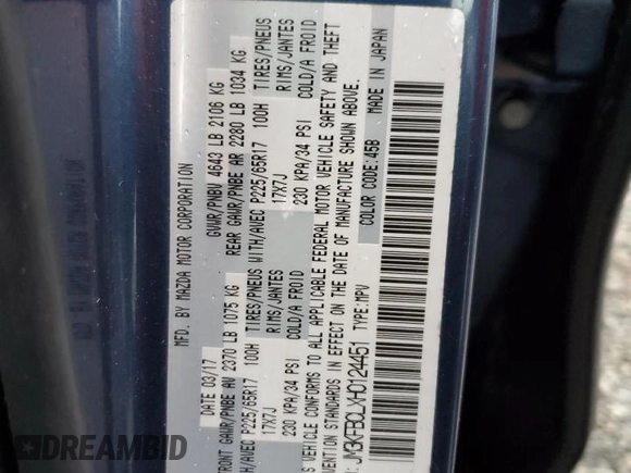 2017 Mazda CX-5 Touring with VIN JM3KFBCLXH0124451, listed as a Copart auction lot 51060275 with 126,807 mi miles and Salvage Title. Bid and sale history available at carsss.com. Image 13.