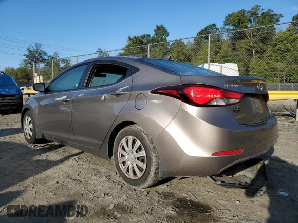 2016 Hyundai Elantra SE with VIN 5NPDH4AE6GH670323, listed as a Copart auction lot 88052915 with 47,876 mi miles and Non Repairable. Bid and sale history available at DreamBid. Image 2.