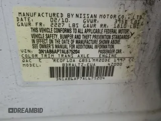 2010 Nissan Sentra S with VIN 3N1AB6AP7AL675204, listed as a Copart auction lot 54733075 with 193,967 mi miles and Clean Title. Bid and sale history available at carsss.com. Image 12.