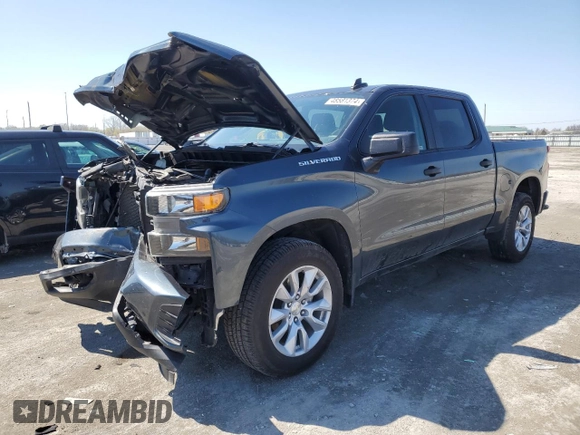 2020 Chevrolet Silverado 1500 Custom with VIN 3GCPWBEH9LG251137, listed as a Copart auction lot 48581374 with 53,304 mi miles and Salvage Title. Bid and sale history available at carsss.com. Image 1.