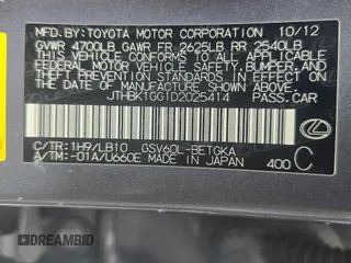 2013 Lexus ES 4dr Sdn with VIN JTHBK1GG1D2025414, listed as a Copart auction lot 54969495 with 147,431 mi miles and Clean Title. Bid and sale history available at carsss.com. Image 10.