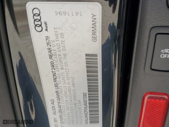 2018 Audi A5 Sportback Premium with VIN WAUANCF5XJA007282, listed as a Copart auction lot 55349744 with NaN miles and Salvage Title. Bid and sale history available at carsss.com. Image 12.