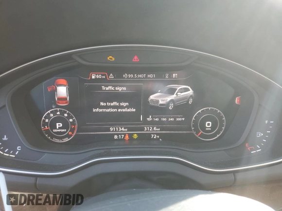 2018 Audi Q5 Premium Plus with VIN WA1BNAFY1J2066585, listed as a Copart auction lot 58306885 with 91,134 mi miles and Salvage title. Bid and sale history available at DreamBid. Image 9.