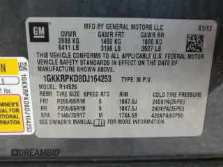 2013 GMC Acadia SLE with VIN 1GKKRPKD8DJ164253, listed as a Copart auction lot 50636775 with Not Provided miles and Salvage Title. Bid and sale history available at DreamBid. Image 13.