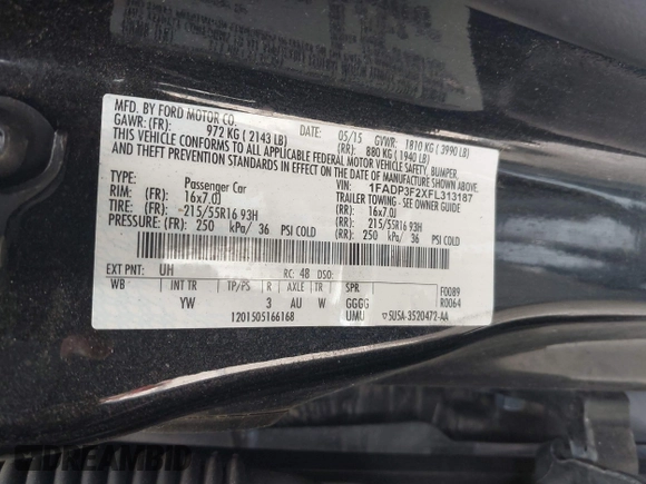 2015 Ford Focus SE with VIN 1FADP3F2XFL313187, listed as a IAAI auction lot 42083426 with 96,562 mi miles and . Bid and sale history available at carsss.com. Image 9.