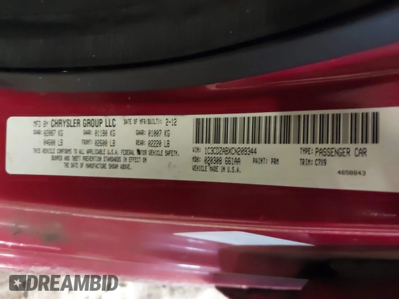 2012 Dodge Avenger SE with VIN 1C3CDZABXCN209344, listed as a IAAI auction lot 41379131 with Not Provided miles and . Bid and sale history available at DreamBid. Image 9.