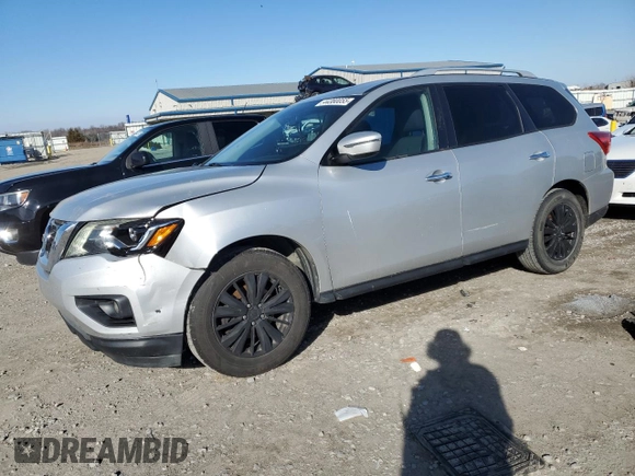 2017 Nissan Pathfinder SV with VIN 5N1DR2MM7HC667749, listed as a Copart auction lot 44380055 with 181,914 mi miles and Salvage Title. Bid and sale history available at carsss.com. Image 1.