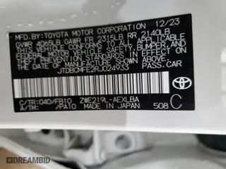 2024 Toyota Corolla Hybrid LE with VIN JTDBCMFE2RJ024933, listed as a Copart auction lot 52501045 with 19,674 mi miles and Clean Title. Bid and sale history available at carsss.com. Image 12.