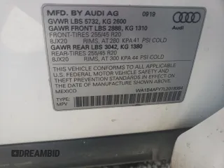 2020 Audi SQ5 Premium Plus with VIN WA1B4AFY7L2018384, listed as a Copart auction lot 72654293 with 33,008 mi miles. Bid and sale history available at carsss.com. Image 12.