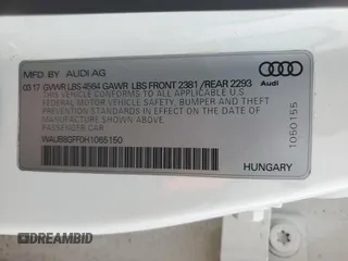 2017 Audi A3 Sedan Premium with VIN WAUB8GFF0H1065150, listed as a Copart auction lot 59060583 with 43,086 mi miles. Bid and sale history available at carsss.com. Image 12.