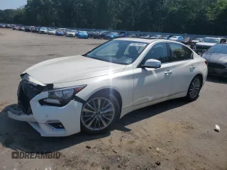2023 Infiniti Q50 Luxe with VIN JN1EV7BR5PM543135, listed as a Copart auction lot 63479045 with 21,266 mi miles and Salvage title. Bid and sale history available at DreamBid. Image 1.