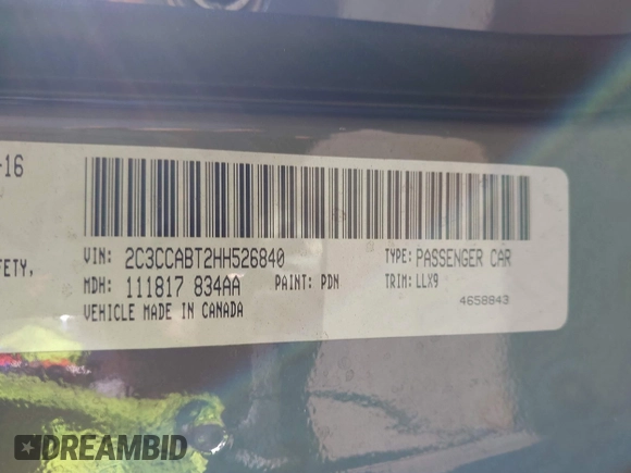 2017 Chrysler 300 S Alloy Edition with VIN 2C3CCABT2HH526840, listed as a IAAI auction lot 41313541 with 60,729 mi miles and . Bid and sale history available at DreamBid. Image 9.