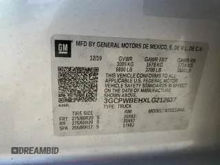 2020 Chevrolet Silverado 1500 Custom with VIN 3GCPWBEHXLG212637, listed as a Copart auction lot 42171255 with 105,055 mi miles and Salvage Title. Bid and sale history available at carsss.com. Image 15.