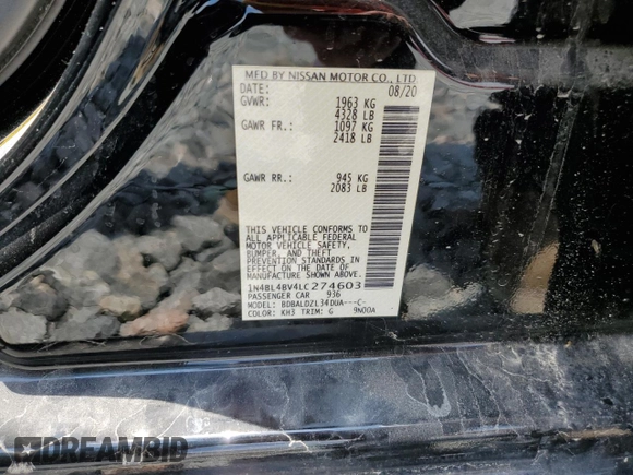 2020 Nissan Altima S z VIN 1N4BL4BV4LC274603, wystawiony jako Copart lot #58404905 z przebiegiem 62 168 mil mil oraz Szkoda całkowita • Salvage title. Historia ofert i sprzedaży dostępna na DreamBid. Obrazek 12.